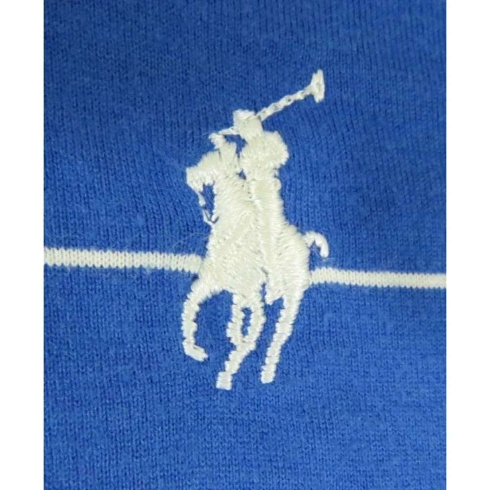 Polo Golf Ralph Lauren Shirt Vintage Lisle Striped Pima Cotton Mens Blue White L